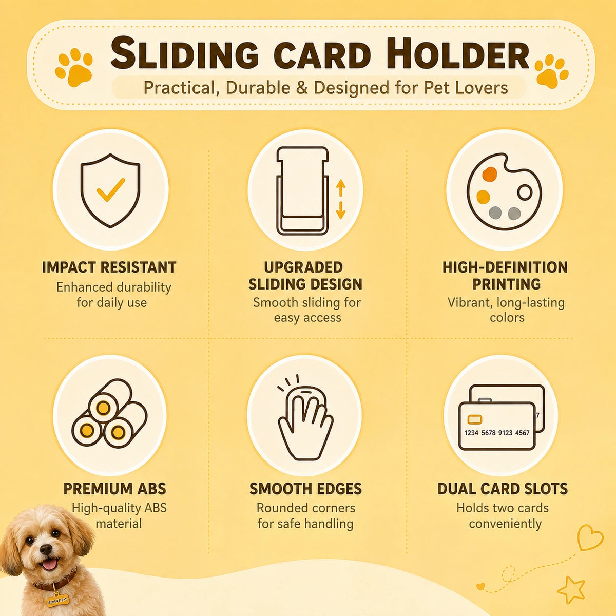 Personalized Pet Photo Card Holder Keychain, Custom Dog & Cat Photo ID Card Holder