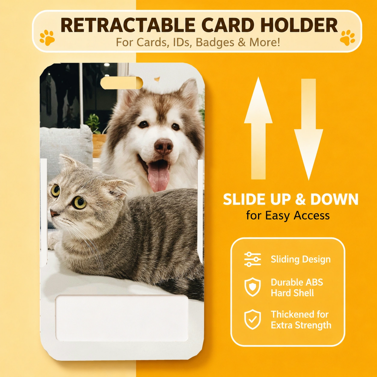 Personalized Pet Photo Card Holder Keychain, Custom Dog & Cat Photo ID Card Holder