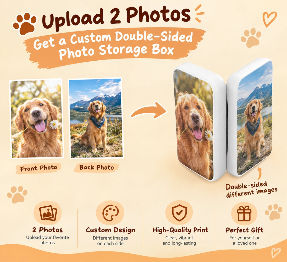 Personalized Pet Photo Storage Case, Custom Dog & Cat Keepsake Box for Small Essentials