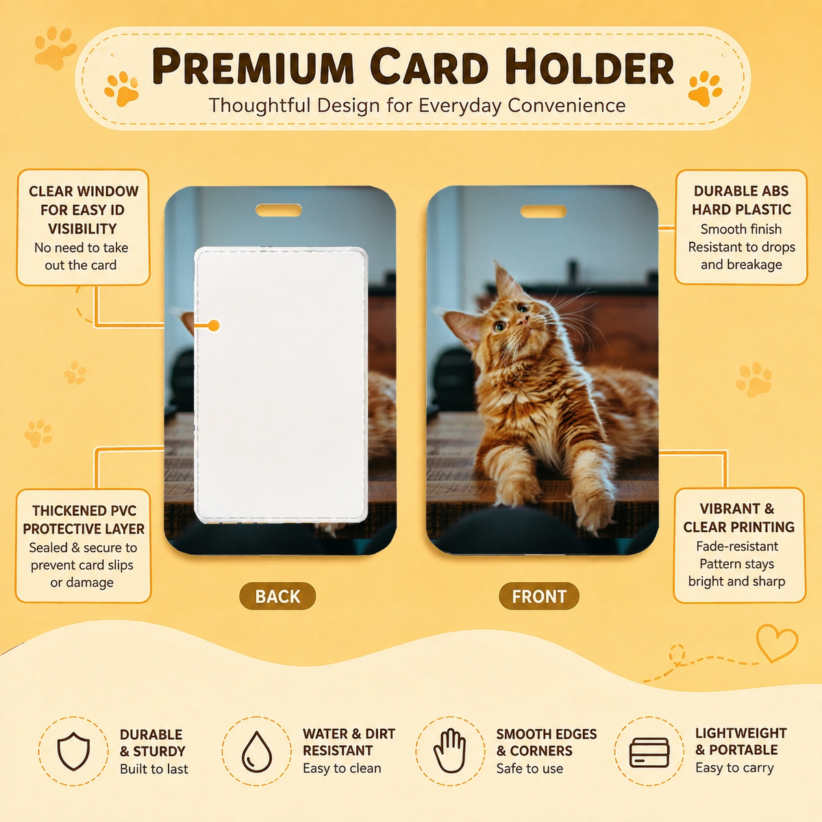 Personalized Pet Photo Card Holder Keychain, Custom Dog & Cat Photo ID Card Holder
