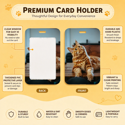 Personalized Pet Photo Card Holder Keychain, Custom Dog & Cat Photo ID Card Holder