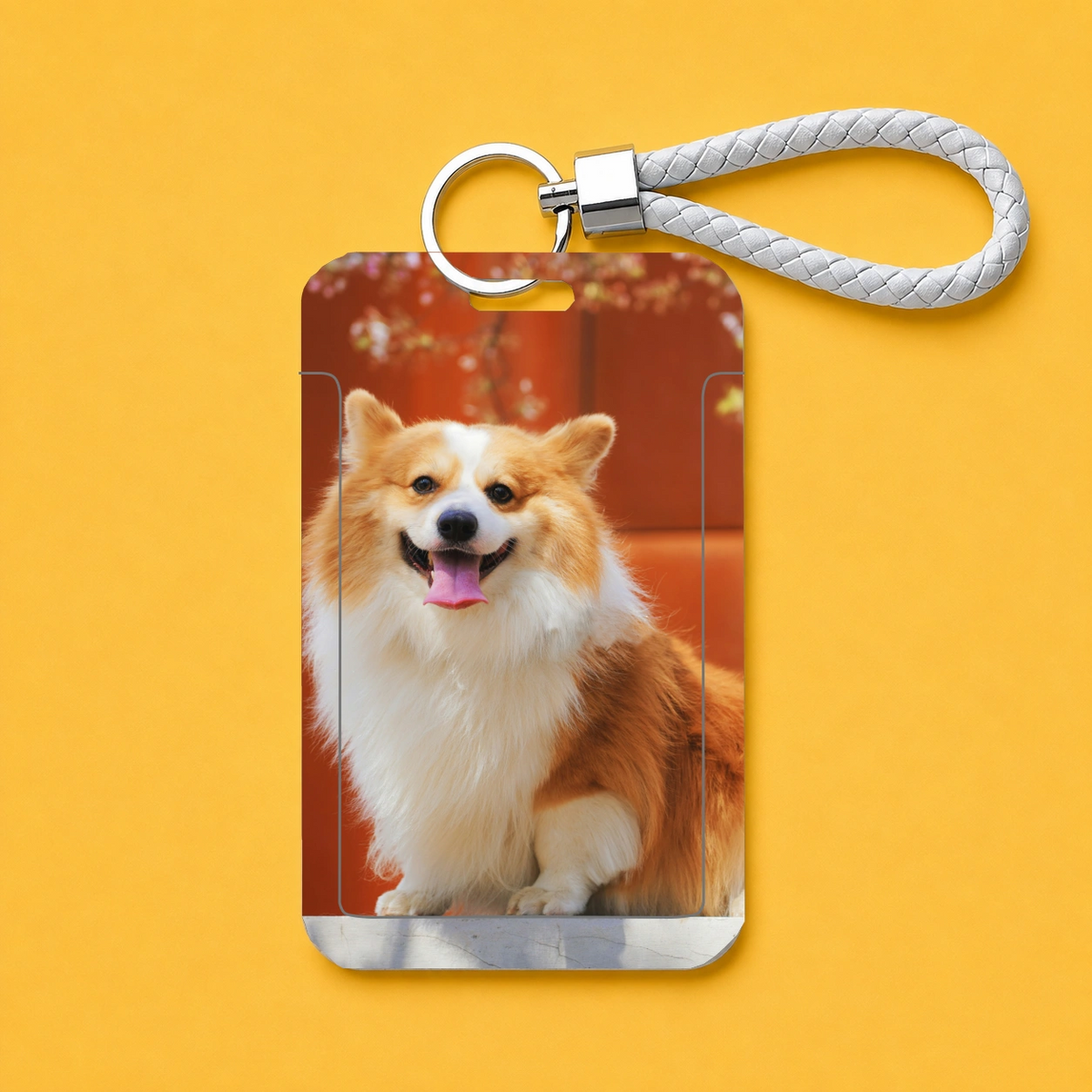 Personalized Pet Photo Card Holder Keychain, Custom Dog & Cat Photo ID Card Holder
