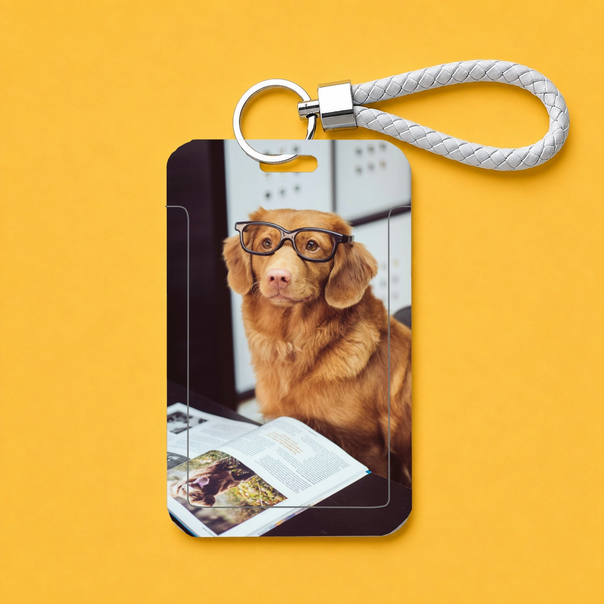 Personalized Pet Photo Card Holder Keychain, Custom Dog & Cat Photo ID Card Holder