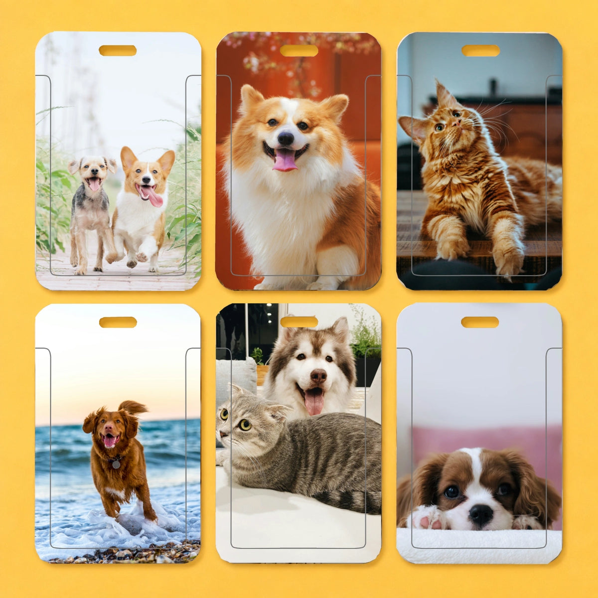 Personalized Pet Photo Card Holder Keychain, Custom Dog & Cat Photo ID Card Holder