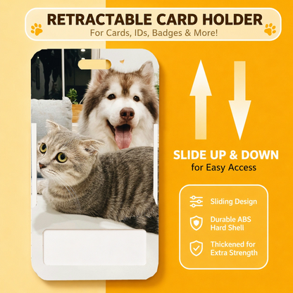 Personalized Pet Photo Card Holder Keychain, Custom Dog & Cat Photo ID Card Holder