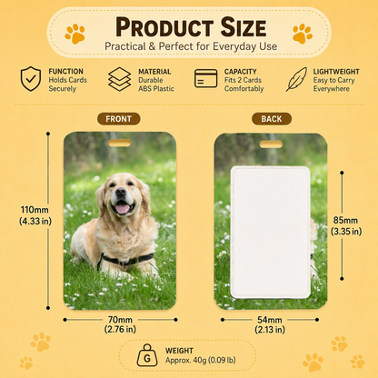Personalized Pet Photo Card Holder Keychain, Custom Dog & Cat Photo ID Card Holder