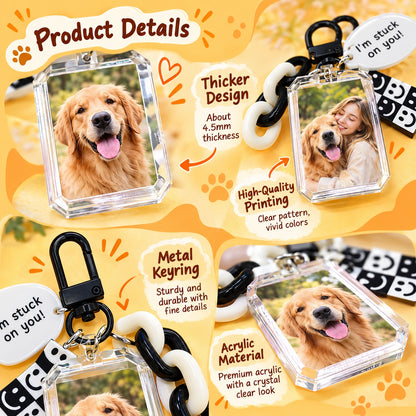 Personalized Pet Photo Keychain, Custom Dog & Cat Picture Key Ring