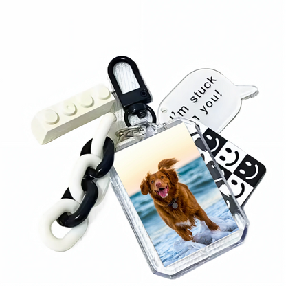 Personalized Pet Photo Keychain, Custom Dog & Cat Picture Key Ring