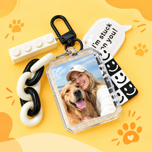 Personalized Pet Photo Keychain, Custom Dog & Cat Picture Key Ring