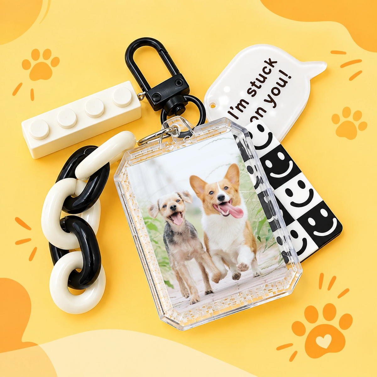 Personalized Pet Photo Keychain, Custom Dog & Cat Picture Key Ring