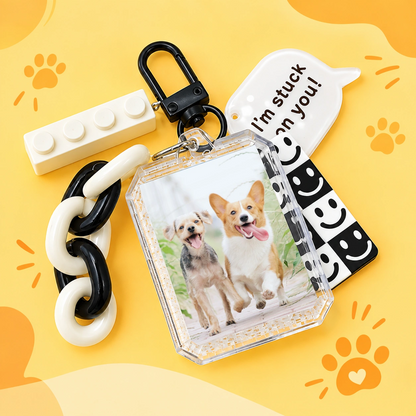 Personalized Pet Photo Keychain, Custom Dog & Cat Picture Key Ring