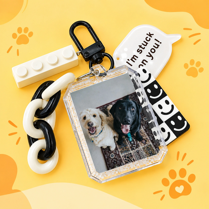 Personalized Pet Photo Keychain, Custom Dog & Cat Picture Key Ring