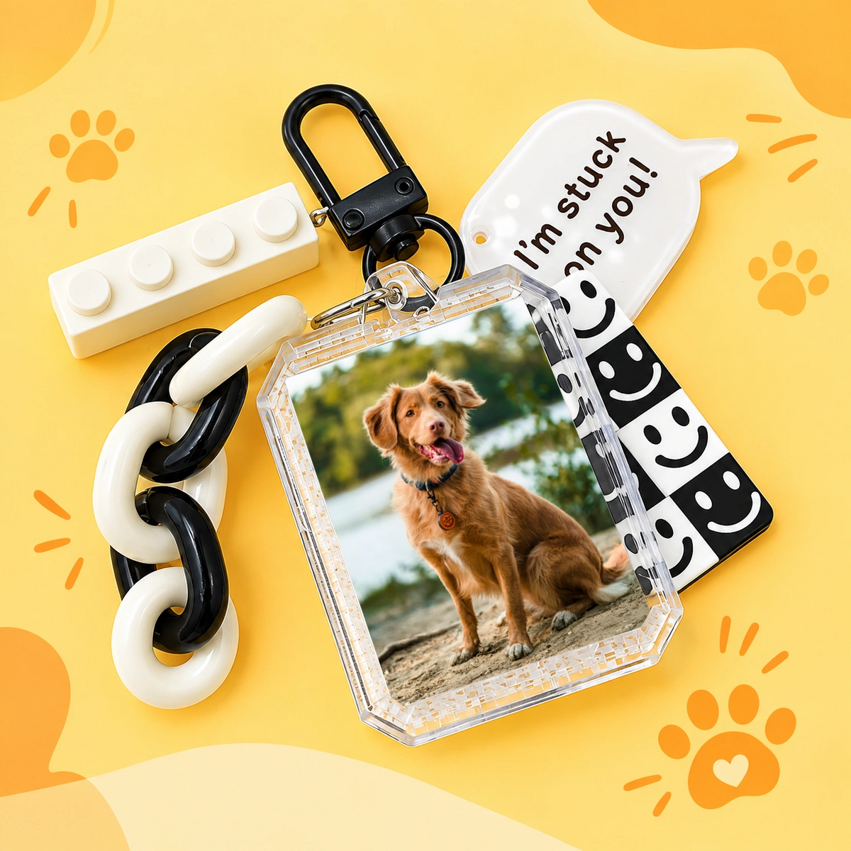 Personalized Pet Photo Keychain, Custom Dog & Cat Picture Key Ring