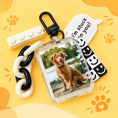 Personalized Pet Photo Keychain, Custom Dog & Cat Picture Key Ring