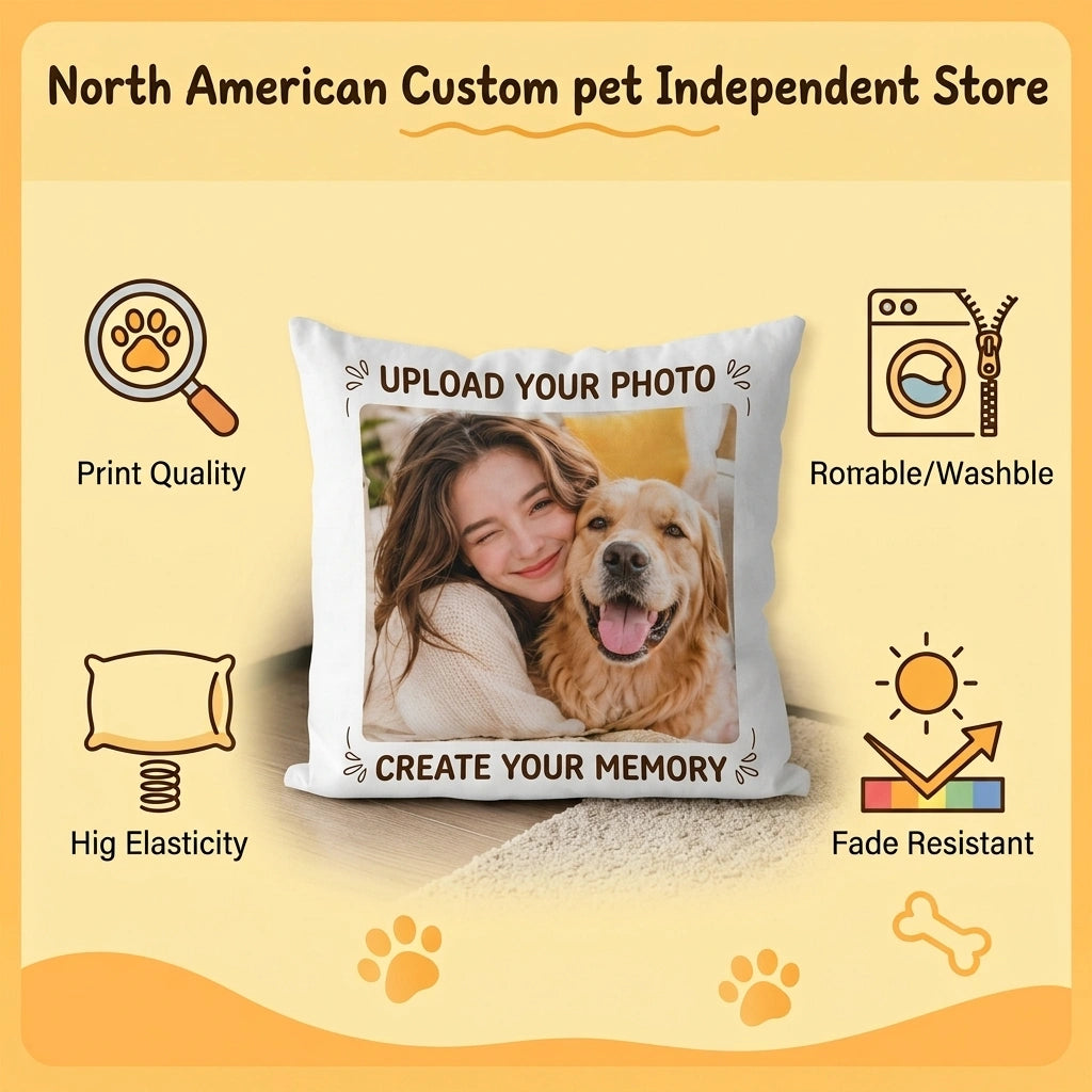 Personalized Pet Photo Throw Pillow, Custom Dog & Cat Pillow