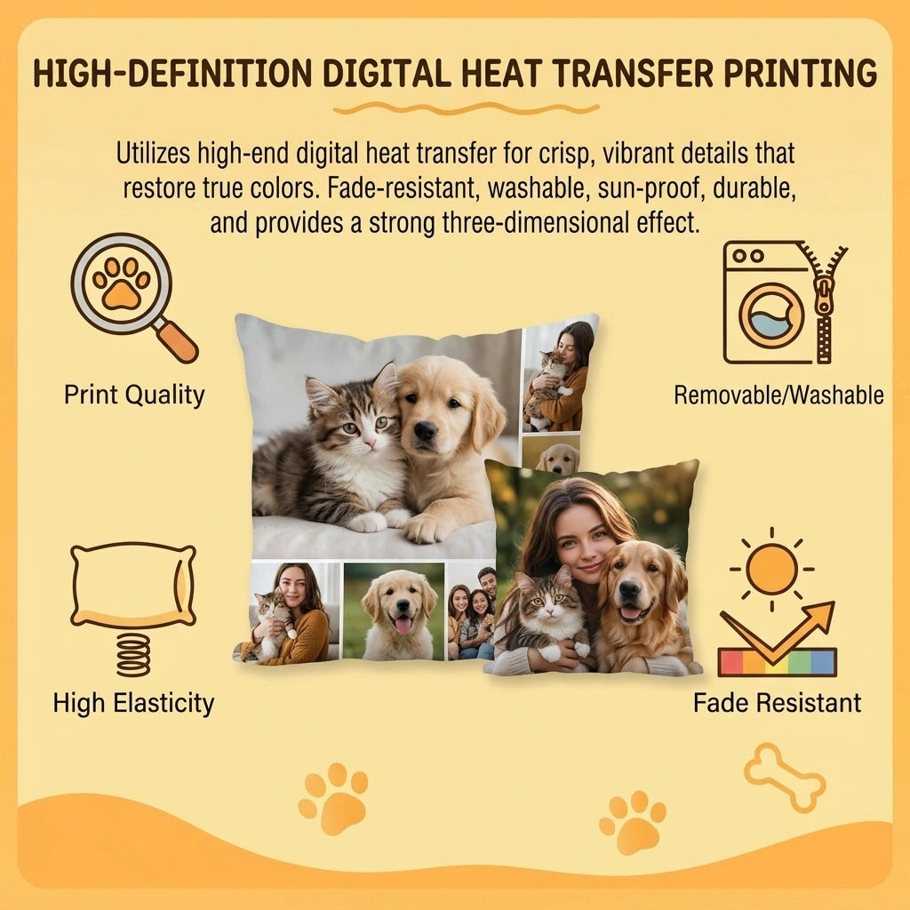 Personalized Pet Photo Throw Pillow, Custom Dog & Cat Pillow