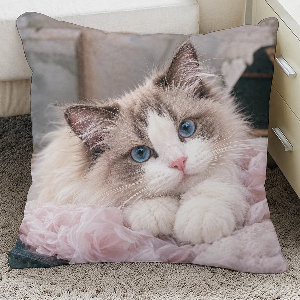 Personalized Pet Photo Throw Pillow, Custom Dog & Cat Pillow