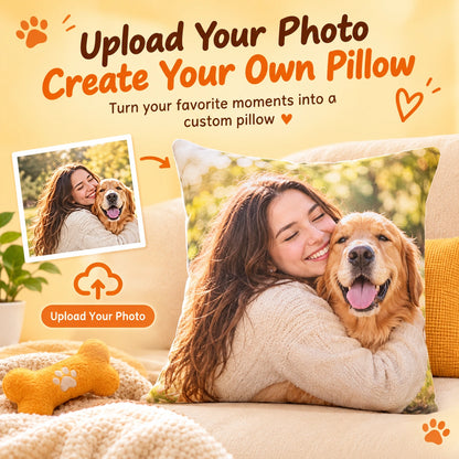 Personalized Pet Photo Throw Pillow, Custom Dog & Cat Pillow