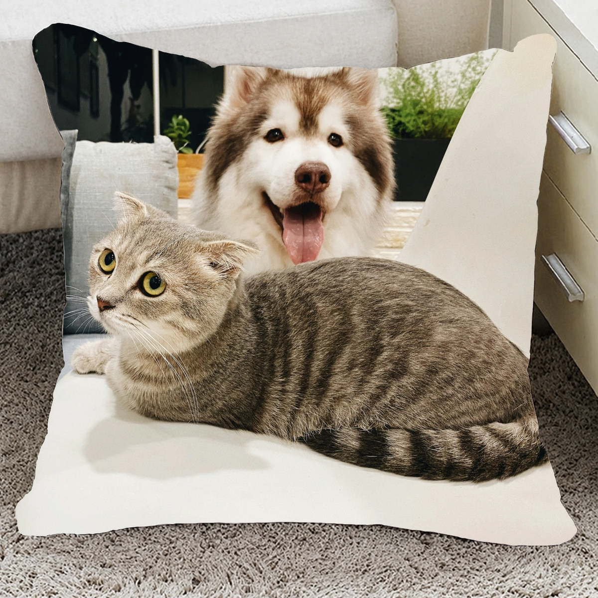 Personalized Pet Photo Throw Pillow, Custom Dog & Cat Pillow