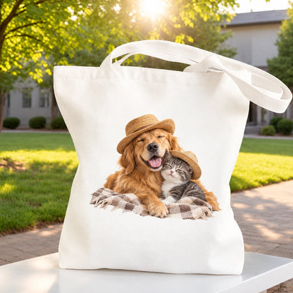 Personalized Pet Photo Tote Bag, Custom Dog & Cat Canvas Tote