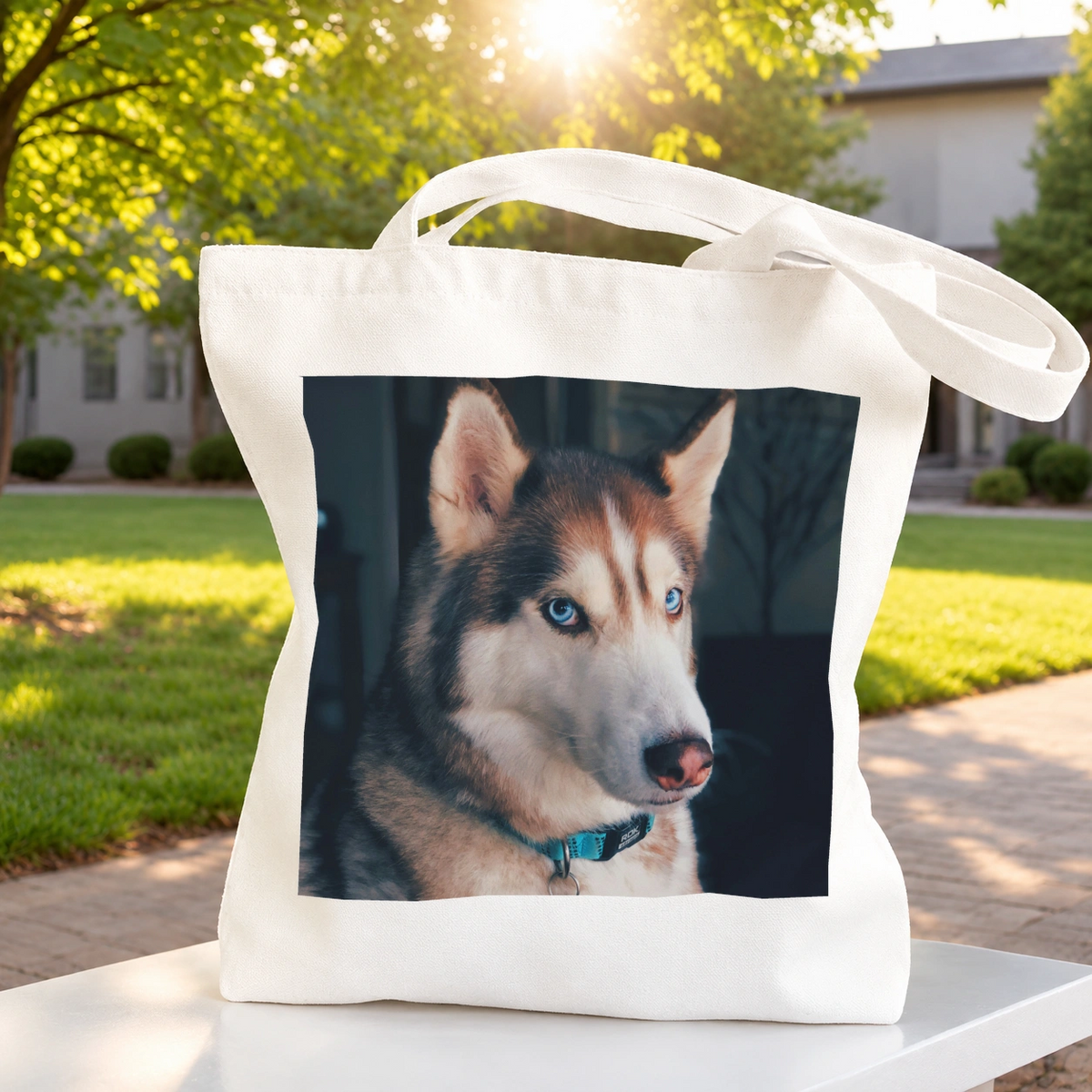 Personalized Pet Photo Tote Bag, Custom Dog & Cat Canvas Tote